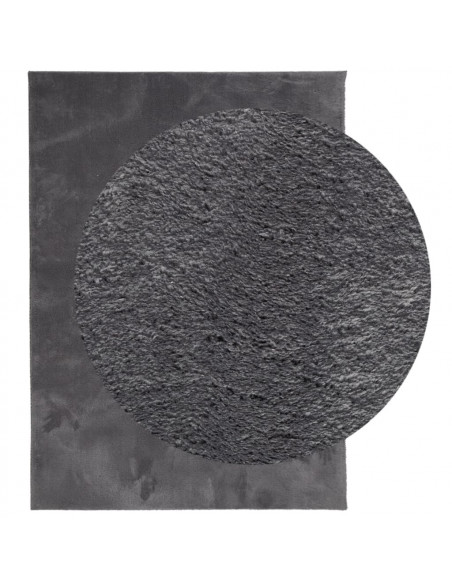 Tappeto Pelo Corto HUARTE Morbido Lavabile Antracite 120x170 cm
