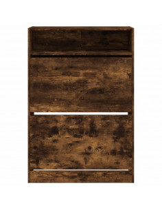 Scarpiera con 2 Cassetti Ribaltabili Rovere Fumo 80x34x116 cm