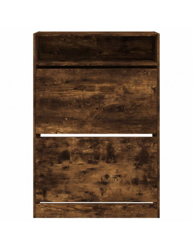 Scarpiera con 2 Cassetti Ribaltabili Rovere Fumo 80x34x116 cm