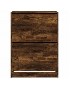 Scarpiera con 2 Cassetti Ribaltabili Rovere Fumo 80x42x108 cm