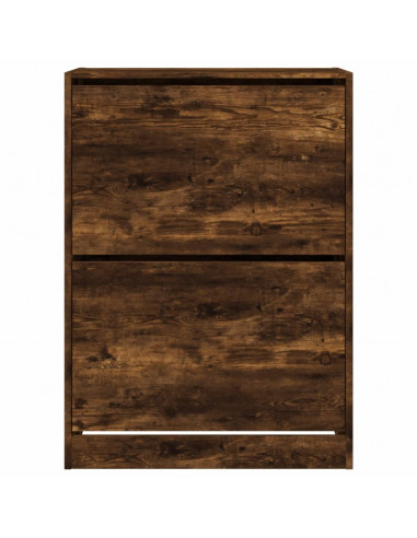 Scarpiera con 2 Cassetti Ribaltabili Rovere Fumo 80x42x108 cm