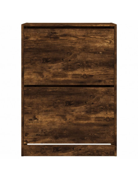 Scarpiera con 2 Cassetti Ribaltabili Rovere Fumo 80x42x108 cm