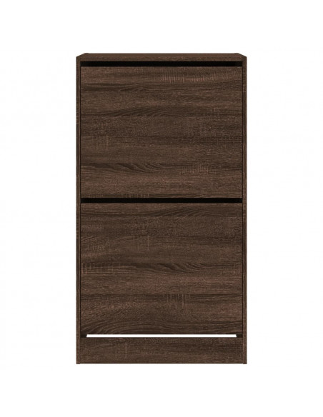 Scarpiera con 2 Cassetti Ribaltabili Rovere Marrone 60x42x108cm