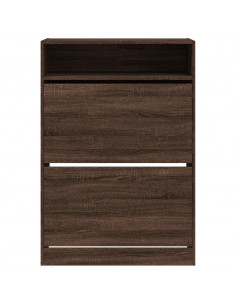 Scarpiera con 2 Cassetti Ribaltabili Rovere Marrone 80x34x116cm