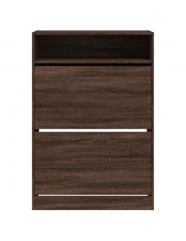 Scarpiera con 2 Cassetti Ribaltabili Rovere Marrone 80x34x116cm