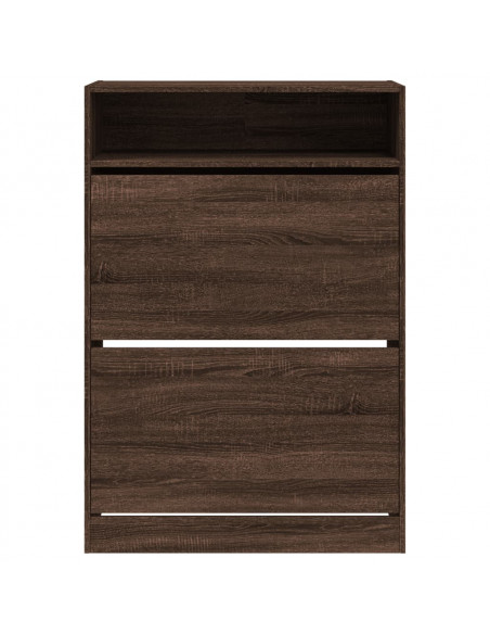 Scarpiera con 2 Cassetti Ribaltabili Rovere Marrone 80x34x116cm