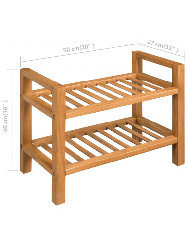 Scarpiera con 2 Ripiani 50x27x40 cm in Massello di Rovere