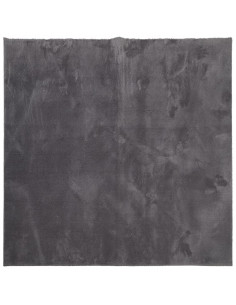 Tappeto Pelo Corto HUARTE Morbido Lavabile Antracite 160x160 cm