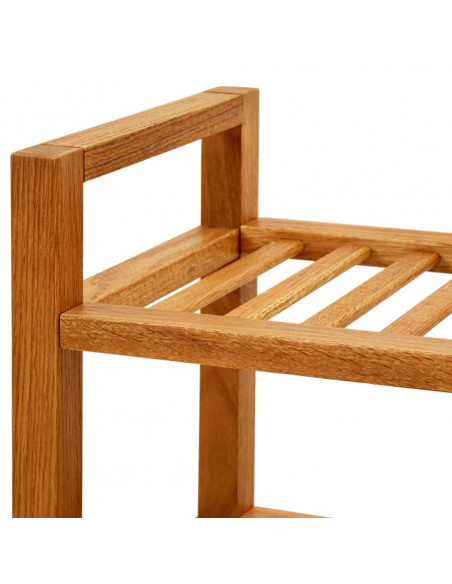 Scarpiera con 3 Ripiani 50x27x60 cm in Legno Massello di Rovere