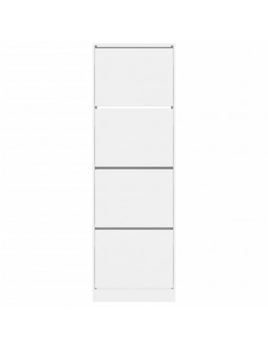 Scarpiera con 4 Cassetti Ribaltabili Bianca 60x34x187,5 cm