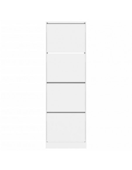 Scarpiera con 4 Cassetti Ribaltabili Bianca 60x34x187,5 cm