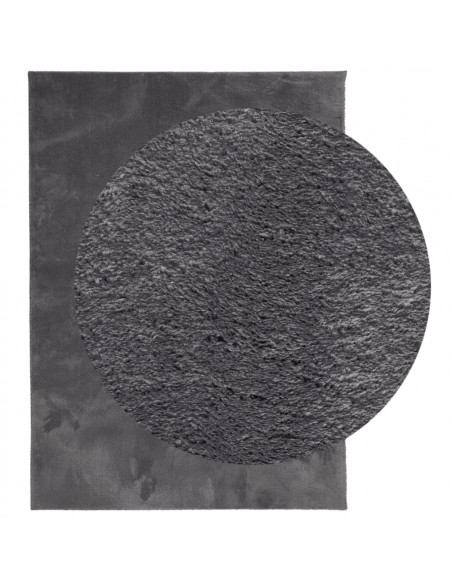 Tappeto Pelo Corto HUARTE Morbido Lavabile Antracite 160x230 cm
