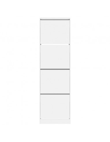Scarpiera con 4 Cassetti Ribaltabili Bianca 60x42x204 cm