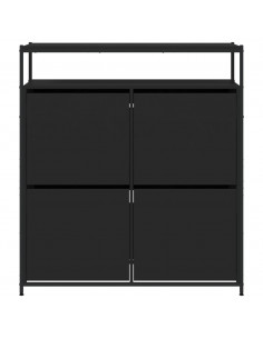 Scarpiera con 4 Cassetti Ribaltabili Nera 100x34x112 cm