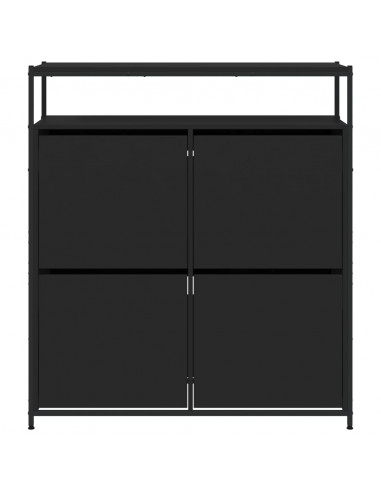 Scarpiera con 4 Cassetti Ribaltabili Nera 100x34x112 cm