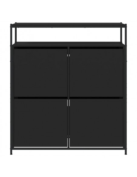 Scarpiera con 4 Cassetti Ribaltabili Nera 100x34x112 cm