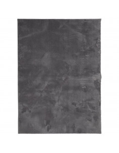 Tappeto Pelo Corto HUARTE Morbido Lavabile Antracite 140x200 cm