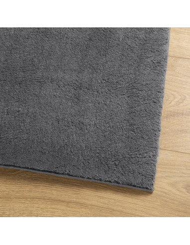 Tappeto Pelo Corto HUARTE Morbido Lavabile Antracite 140x200 cm