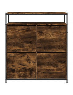 Scarpiera con 4 Cassetti Ribaltabili Rovere Fumo 100x34x112 cm