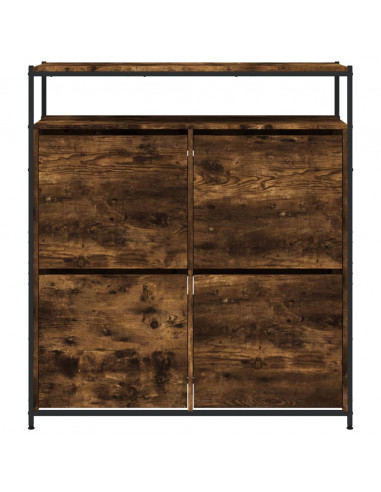 Scarpiera con 4 Cassetti Ribaltabili Rovere Fumo 100x34x112 cm