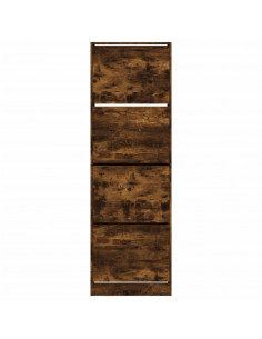 Scarpiera con 4 Cassetti Ribaltabili Rovere Fumo 60x34x187,5 cm