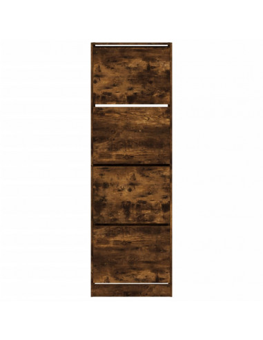 Scarpiera con 4 Cassetti Ribaltabili Rovere Fumo 60x34x187,5 cm