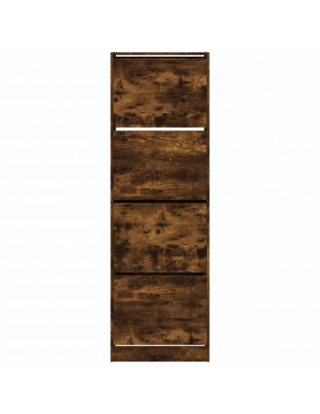 Scarpiera con 4 Cassetti Ribaltabili Rovere Fumo 60x34x187,5 cm