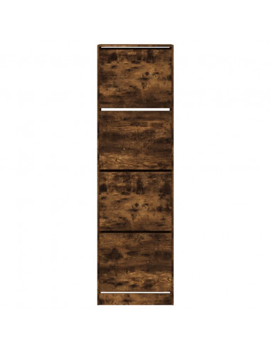 Scarpiera con 4 Cassetti Ribaltabili Rovere Fumo 60x42x204 cm