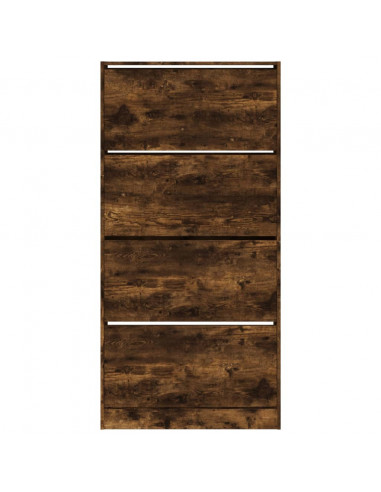 Scarpiera con 4 Cassetti Ribaltabili Rovere Fumo 80x21x163,5 cm