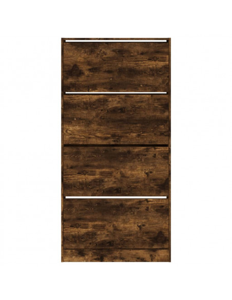 Scarpiera con 4 Cassetti Ribaltabili Rovere Fumo 80x21x163,5 cm