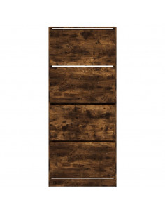 Scarpiera con 4 Cassetti Ribaltabili Rovere Fumo 80x34x187,5 cm