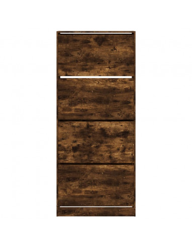 Scarpiera con 4 Cassetti Ribaltabili Rovere Fumo 80x34x187,5 cm