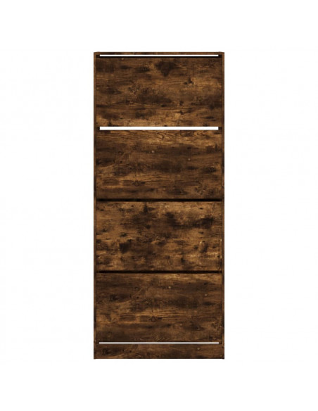 Scarpiera con 4 Cassetti Ribaltabili Rovere Fumo 80x34x187,5 cm