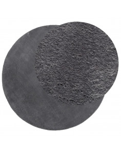 Tappeto a Pelo Corto HUARTE Morbido e Lavabile Antracite Ø 80cm 2