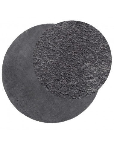 Tappeto a Pelo Corto HUARTE Morbido e Lavabile Antracite Ø 80cm