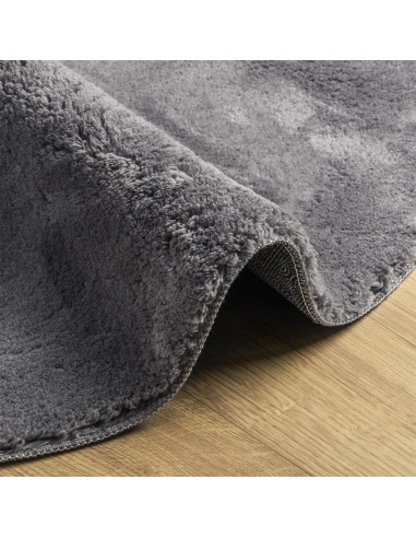 Tappeto a Pelo Corto HUARTE Morbido e Lavabile Antracite Ø 80cm