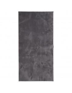 Tappeto Pelo Corto HUARTE Morbido Lavabile Antracite 100x200 cm