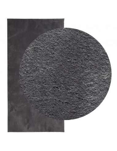 Tappeto Pelo Corto HUARTE Morbido Lavabile Antracite 100x200 cm