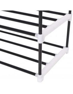 Scarpiera con 7 Ripiani in Metallo e Plastica Nero