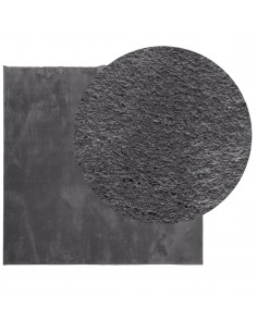 Tappeto Pelo Corto HUARTE Morbido Lavabile Antracite 200x200 cm 2