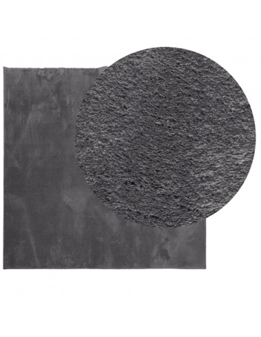 Tappeto Pelo Corto HUARTE Morbido Lavabile Antracite 200x200 cm