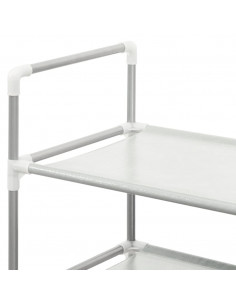 Scarpiera con 8 Ripiani Metallo e Tessuto non Tessuto Argento