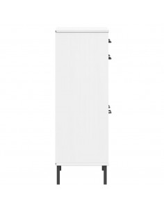 Scarpiera con Gambe Metallo Bianco Legno Massello di Pino OSLO