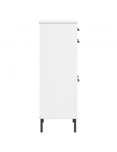 Scarpiera con Gambe Metallo Bianco Legno Massello di Pino OSLO