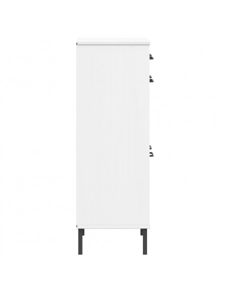 Scarpiera con Gambe Metallo Bianco Legno Massello di Pino OSLO