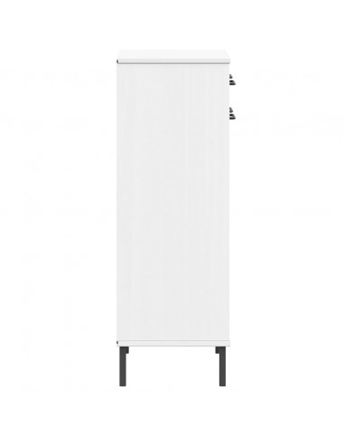 Scarpiera con Gambe Metallo Bianco Legno Massello di Pino OSLO