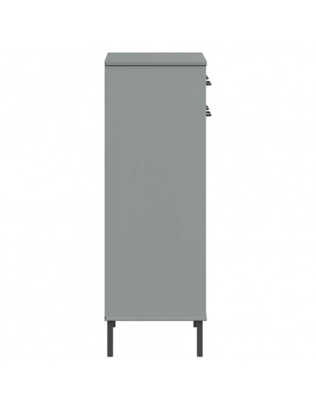 Scarpiera con Gambe Metallo Grigio Legno Massello di Pino OSLO