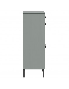 Scarpiera con Gambe Metallo Grigio Legno Massello di Pino OSLO