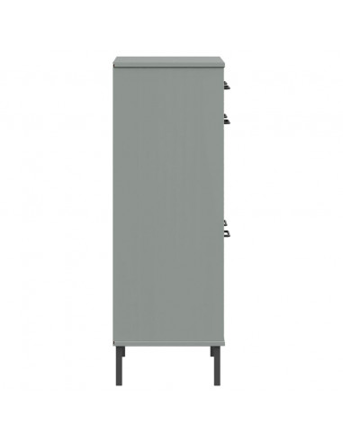 Scarpiera con Gambe Metallo Grigio Legno Massello di Pino OSLO