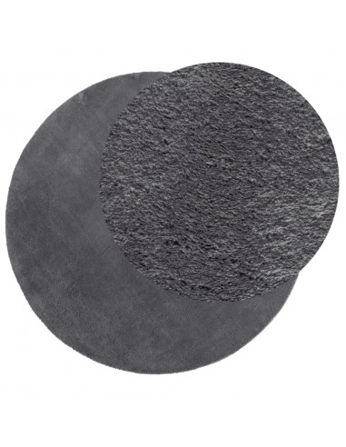 Tappeto a Pelo Corto HUARTE Morbido e Lavabile Antracite Ø120cm